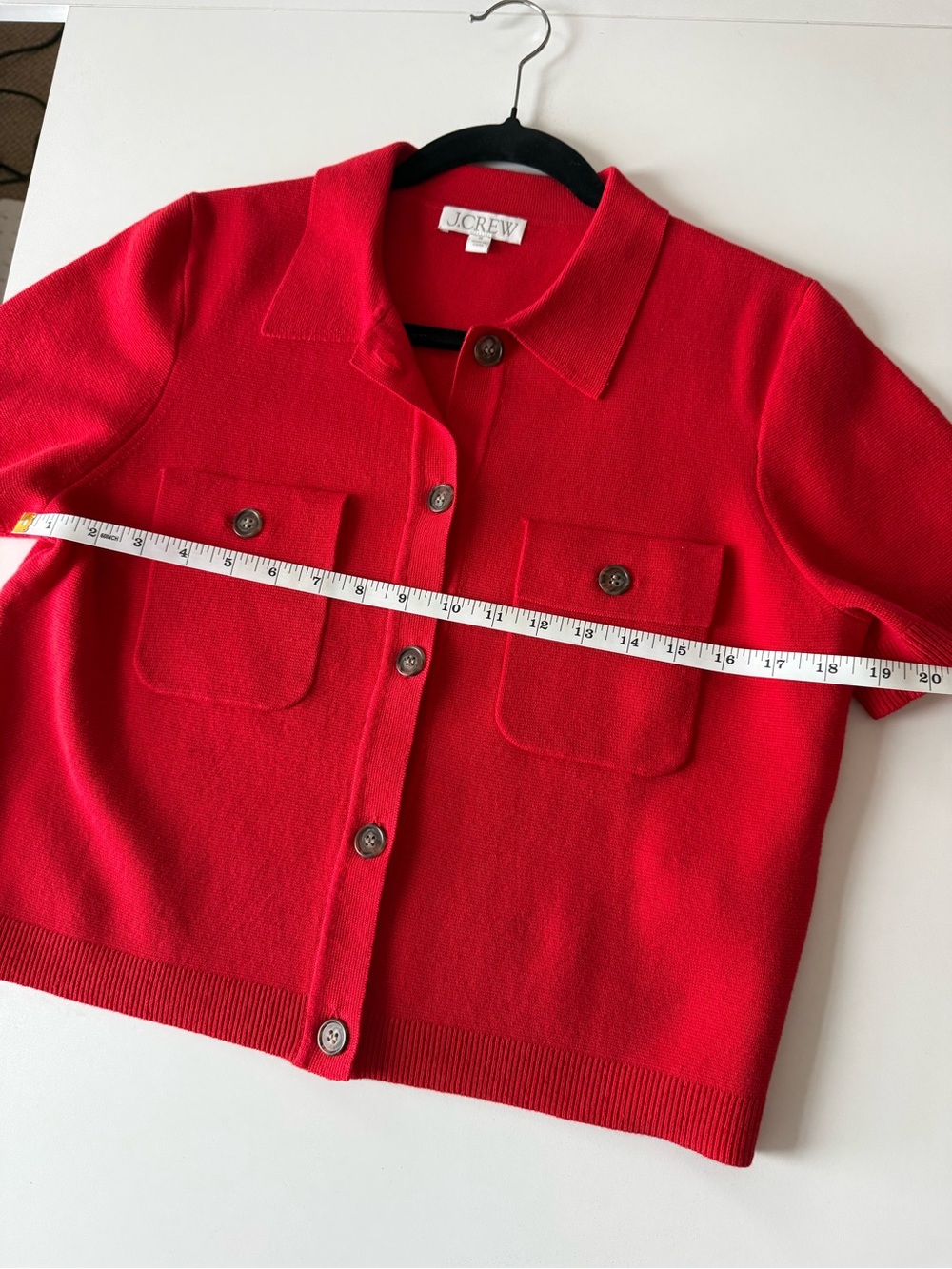 J. Crew Vibrant Red Short Sleeve Button down sweater - Picture 5 of 5